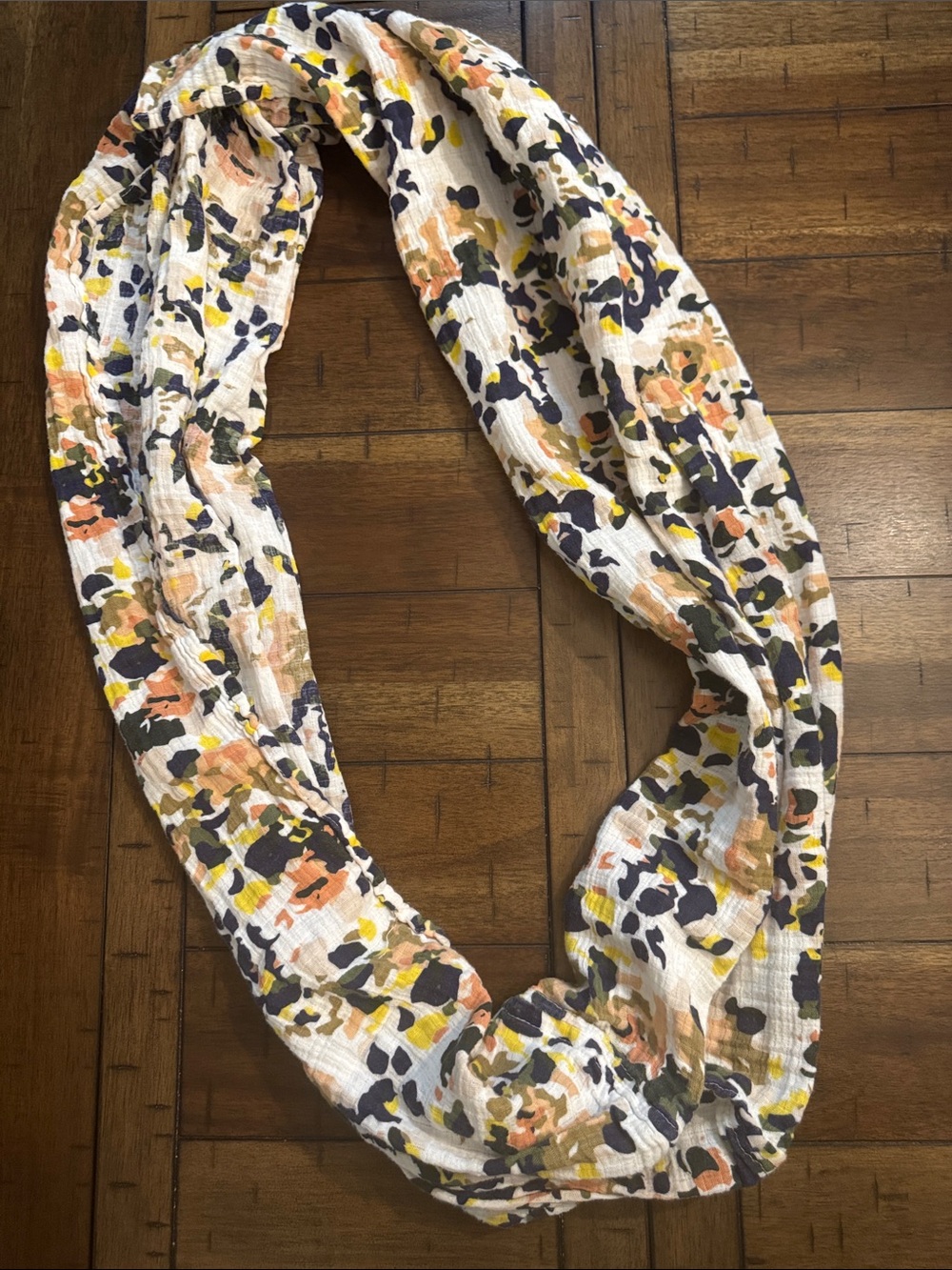 Lightweight Floral Infinity Nursing Cover In White with Coral & Navy